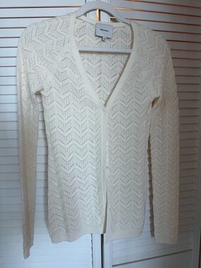 Reformation Unworn Cream Sutton Regenerative Merino Open Knit Sweater